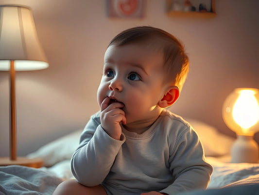 Bébé accompagné d'une lampe et d'une veilleuse