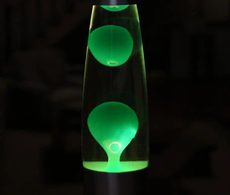 Lampe à lave originale verte vue au zoom