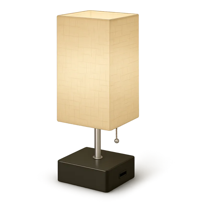 Lampe de chevet en tissu avec port USB