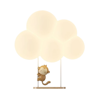 Applique murale pour chambre d'enfant en forme de nuage avec un singe