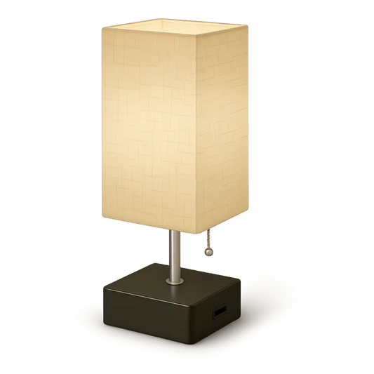 Lampe de chevet en tissu avec port USB